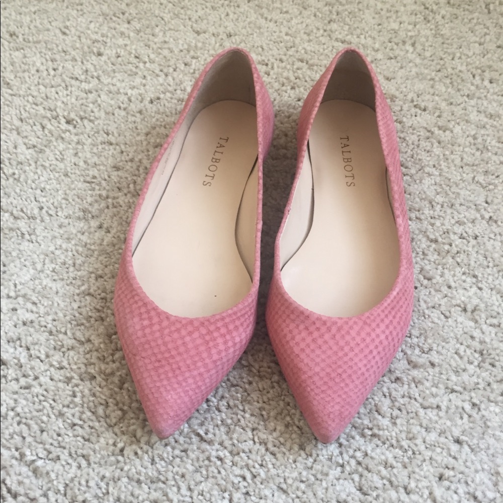 Pink suede flats